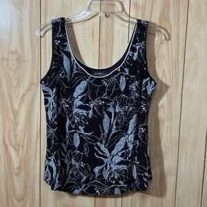 Alex Evenings Floral Glitter Scoop Neck Sleeveless Pullover Blouse 1X